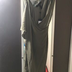 BCBG Brand New Olive Long Split Blouse